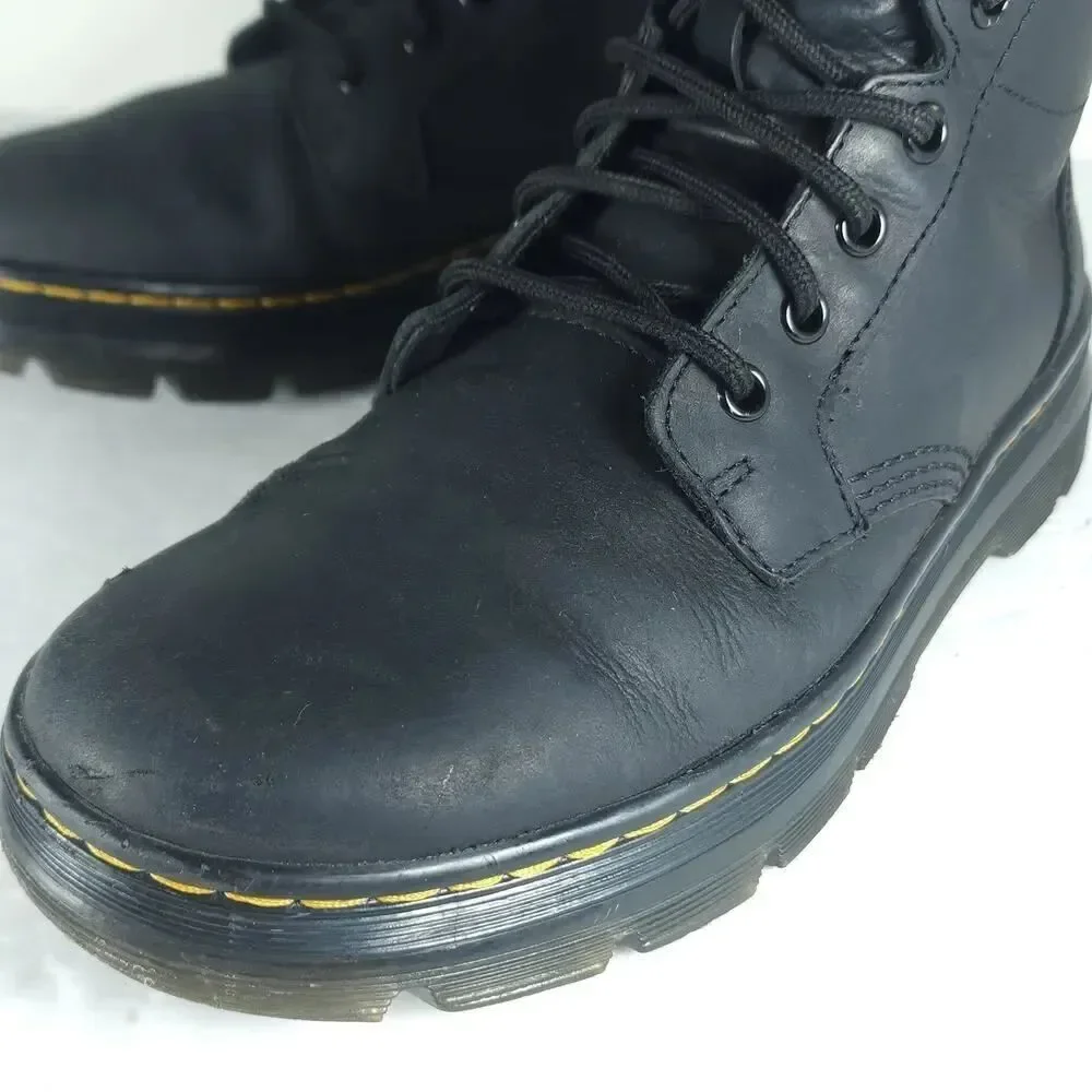 Dr. Martens Combs US M8/L9 Black Leather 8 Eyelets Lace-Up Ankle Combat Boots